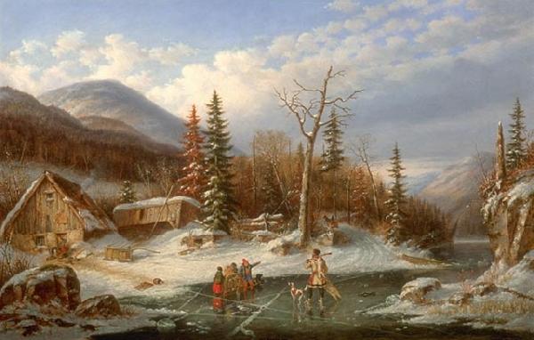 Cornelius Krieghoff Winter Landscape Laval Sweden oil painting art